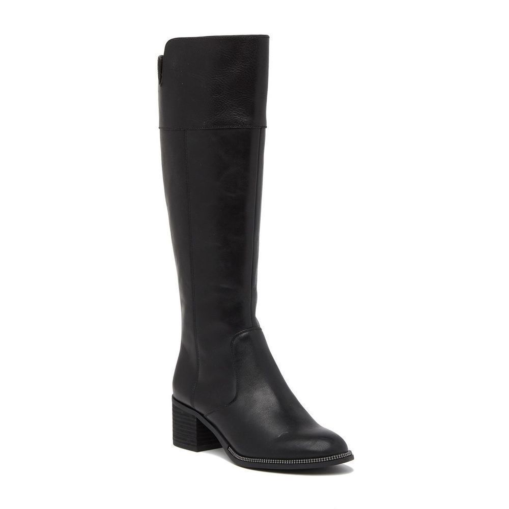 Franco Sarto Lucianna Block Heel Tall Black Boots